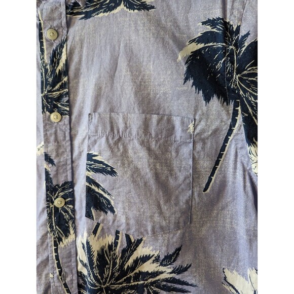 Old Navy Tropical Hawaiian Button Up Slim Fit Stretch Blue Size Medium - Picture 4 of 6